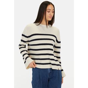 camel active Gebreide trui gemaakt van een katoenmix - Maat womenswear-XS - Wit-Blauw
