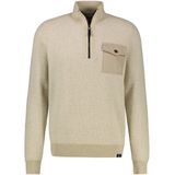 LERROS - Trui - Beige Gemêleerd - Halve Rits - Lange Mouw