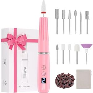 Professionele Draadloze Elektrische Nagelvijl - 12-in-1 Manicure Pedicure Set met LED-lamp