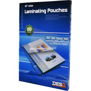 DESQ® Lamineerhoes | A7 | 80 micron | Glanzend | 100 stuks | 80x111 mm | Premium | 71171