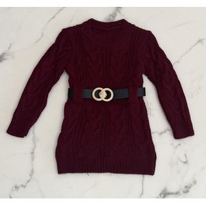 Schattige Gebreide Baby & Peuter Jurkje ""Bordeaux rood"", verkrijgbaar in de maten 68 t/m 104