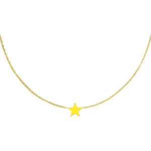 Stainless Steel Necklace Star - Yehwang - Ketting - 38 + 5 cm - Goud