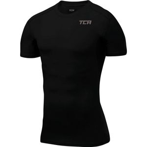 TCA Mannen HyperFusion Compressie Basislaag Top Korte Mouw Ondershirt - Zwart, XL