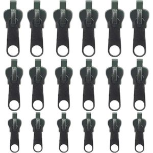 18 stuks schuifregelaars vervanging slider ritssluiting zwart reparatie set met tang reserveset rits reparatieset voor reservereparatie