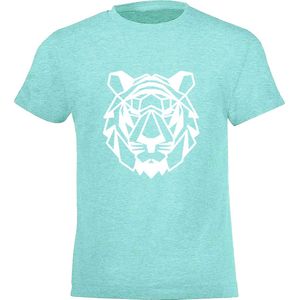 Be Friends T-Shirt - Tijger - Kinderen - Mint groen - Maat 12 jaar