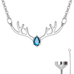 Luxe Ashanger - met Ketting (55 cm) - Voor As, Haren of Parfum - Assieraad - As Ketting - Gedenksieraad - Urn - Incl. As vuller en Opbergzakje - Luxury Blue Diamond
