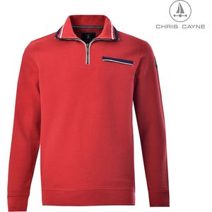 Chris Cayne heren sweatershirt - sweatshirt - 3205 - rood - korte rits - maat L - half rits - schipperskraag