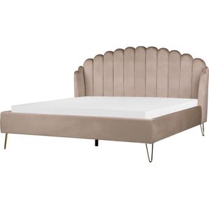 AMBILLOU - Tweepersoonsbed - Taupe - 180 x 200 cm - Fluweel