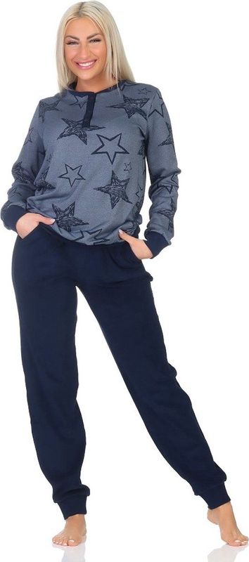 Normann - 22420193030 - Dames Pyjama - Roze en Blauw - Badstof