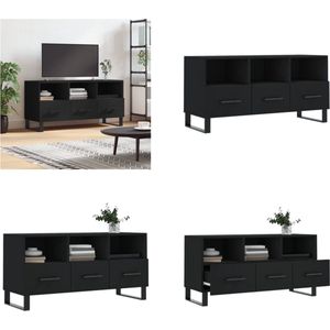 vidaXL Tv-meubel 102x36x50 cm bewerkt hout zwart - Tv-meubel - Tv-meubelen - Tv Kast - Opbergkast
