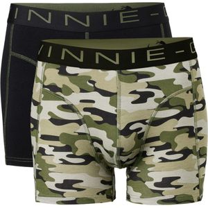 Vinnie-G Boxershorts 2-pack Black/Army Green Print - Maat S - Heren Onderbroeken Zwart/Legerprint- Geen irritante Labels - Katoen heren ondergoed