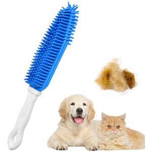 Crrynuo- Lange Steel, Doucheborstel, Huisdier Massage - Huisdier Douche- en Massageborstel - blauw - Nat en Droog Bruikbaar, Diep Reiniging-Geschikt voor Lang en Kort Haar