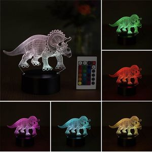 Klarigo® Nachtlamp – 3D LED Lamp Illusie – Triceratops - 16 Kleuren – Bureaulamp �– Dinosaurus Lamp – Jurassic Park - Sfeerlamp – Nachtlampje Kinderen – Creative lamp - Afstandsbediening