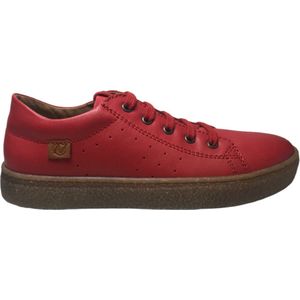 Naturino Mt 24 veter/rits effen lederen sneakers Cycas Rood