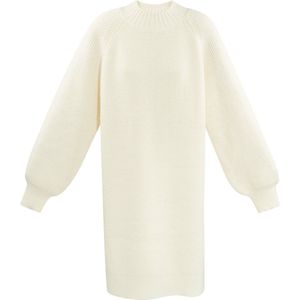 Sunday snuggle midi jurk - gebreid - nieuwe collectie - herfst/winter - dames - offwhite - maat S/M