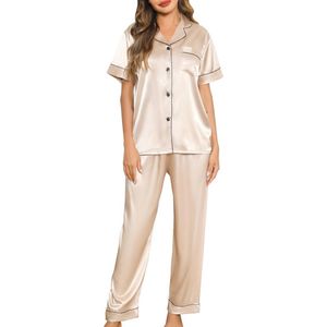 Elegante Satijnen Pyjama Set voor Dames met Korte en Lange Mouwen