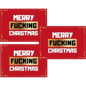 Kerstkaarten - 3x - Merry Fucking Christmas - rood - A5 - kerst wenskaart - funny kerstkaarten