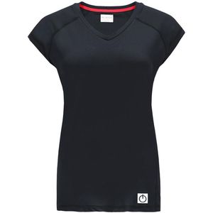 Re-Born - Sportkleding - Sport shirt v nek - Tennistop - Workout t-shirt - Langere top - Sporttop kap mouw - Dames - Zwart - Maat M