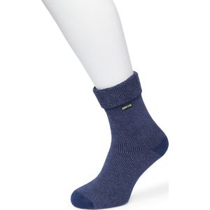 Bonnie Doon Huissokken Dames Jeans Blauw maat 36/42 - Warme Slofsokken - Badstof Binnenzijde - Zeer Zachte Winter Sokken - Thuis Sokken - Home Socks - Niet knellend - Gladde naden - Wandelsok - Katoen - Blauw Gemeleerd - BP211123.108