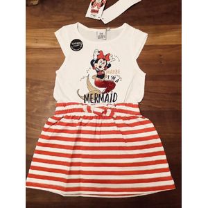 Disney Minnie Mouse jurk - Zeemeermin - met veegpailletten - rood - maat 98 (3 jaar)