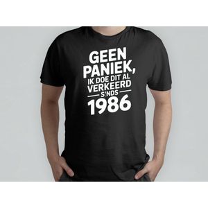 Geen Paniek ik doe dit al verkeerd Sinds 1986 - T Shirt - SarcasticBirthday - Funny - BirthdayGift - SarcasmModeOn - SarcastischeVerjaardag - GrappigCadeau - SarcasmeAan
