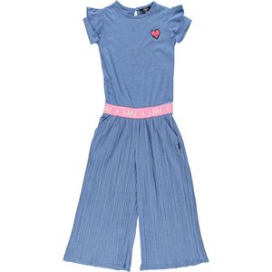 Little miss juliette zachte blauwe jumpsuit wijde 7/8e pijpen - Maat 158/164