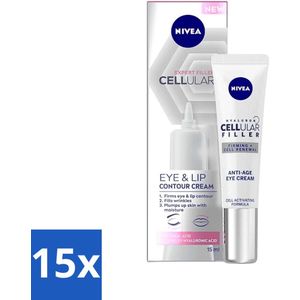 NIVEA - Oogcrème - CELLular Expert Filler Anti-Veroudering - Voor ouder wordende huid - Met Hyaluronzuur & Puur Foliumzuur - 15 ml - Bulkverpakking - 15 stuks