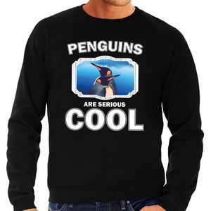 Dieren pinguins sweater zwart heren - penguins are serious cool trui - cadeau sweater pinguin/ pinguins liefhebber XXL