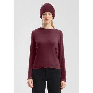 QS - Shirt - Wijnrood - Lange Mouw - Slanke Pasvorm