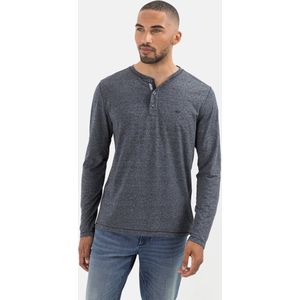 camel active Henley shirt met lange mouwen in duurzaam katoenmix - Maat menswear-6XL - Donkerblauw