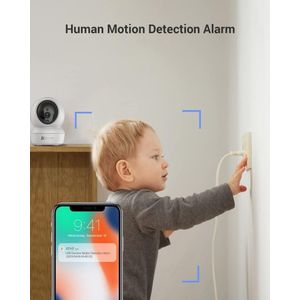 Bewakingscamera 360° bewakingscamera voor dieren en kinderen 10m IR-Nachtzicht bewegingstracking en tweewegaudio C6N 2K+ met WLAN-IP