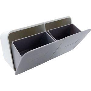 Wattenstaafjesdispenser van kunststof, make-up-organizer, wandopslag met klapdeksel, multifunctionele opslag met deksel voor katoenen ballen, wattenstaafjes