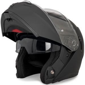 VINZ - Pasco - Systeemhelm - Mat Zwart - ECE 22.06 goedgekeurd - Lichtgewicht 1550 gram