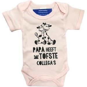 Baby romper roze met opdruk papa heeft de tofste collega's ©maat 62 zwangerschap aankondiging
