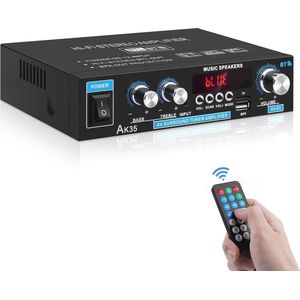 QPFO® Mini Stereo Versterker Met Bluetooth 5.0 - 2.0 Kanaals Audioversterker Voor Thuisgebruik