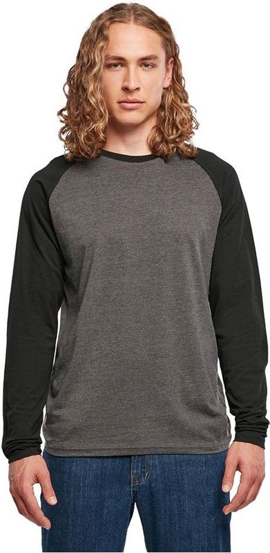Build your Brand Men´s Contrast Raglan Longsleeve T-Shirt BYBB023 - CHARCOAL/BLACK - XS
