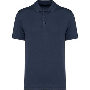 Herenpolo korte mouwen met knopen merk Native Spirit Washed Navy Blue - M