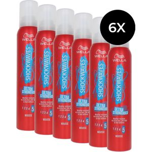 Wella Shockwaves Ultra Strong Hold Mousse - 6 x 200 ml