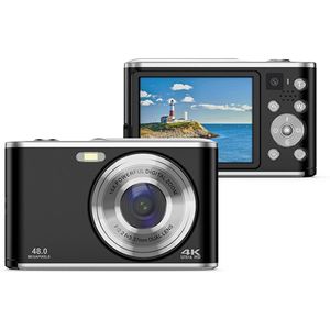 Digitale camera - 4K autofocus met dubbele camera, digitale camera met 32GB-kaart, 16x zoom, 2,8 inch groot scherm, vlogcamera, compacte camera voor beginners - zwart