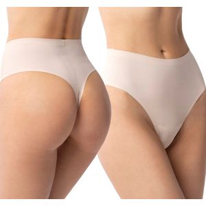 Julimex Simple String Maxi – Maat L - Beige - Hoge Taille - Naadloze damesstring – Comfortabel en onzichtbaar – beige - Ondergoed