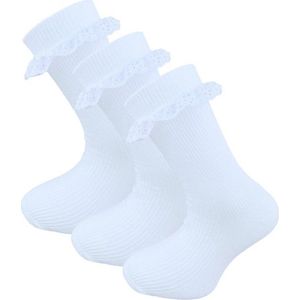 3 paar Meisjessokken - Ruches - Wit - Maat 35-38