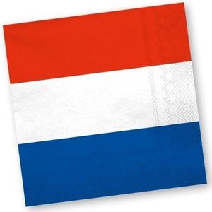 Holland rood wit blauw servetten 20 stuks - Holland/ Koningsdag thema versiering