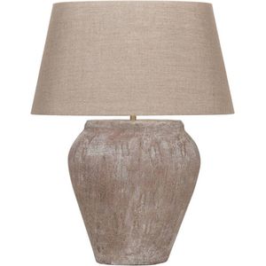 Ovale tafellamp Midi Chilton | 1 lichts | beige / bruin | keramiek / stof | Ø 50 cm | 63 cm hoog | klassiek / landelijk / sfeervol design