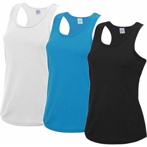Voordeelset -  wit, blauw en zwart sport singlet voor dames in maat Medium - Dameskleding sport shirts