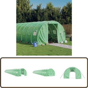 vidaXL Tuinkas - Stalen frame - 22x3x2m - Groen Broeikas - Tuinhuisje - Kweekkas - Plastic Greenhouse - Groene Broeikas
