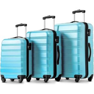 Kofferset - 3 Stuks - 20/24/28 Inch - Koffertas - Reiskoffer - Reistas - Vakantie Koffer - Vakantie Tas - Met Wielen - Met Uitschuifbaar Handvat - Baby Blauw