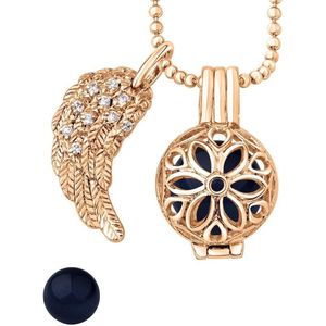 Quiges Engelenroeper 12mm Bolhouder met Ketting 70cm en Bolletje - Dames - Roségoudkleurig Bloem - EBS12068