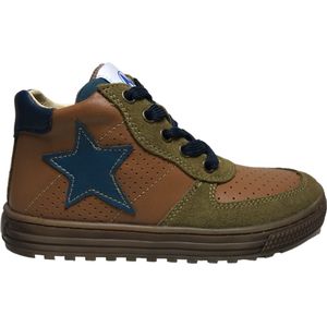 Naturino Hess High - mt 30 - veter rits petrol ster lederen hoge sneakers - Cognac kaki