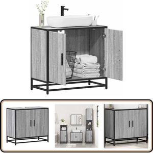 vidaXL Wastafelkast - 65x33x60 cm - Grijs Sonoma Eiken Badkamer Wastafel Kast - Badkamer Wastafel Kasten - Badkamer Wastafel Kast - Badkamer Ijdelheid