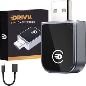 Drivv - Draadloze CarPlay Dongle - Zwart - USB-C & USB-A Aansluiting